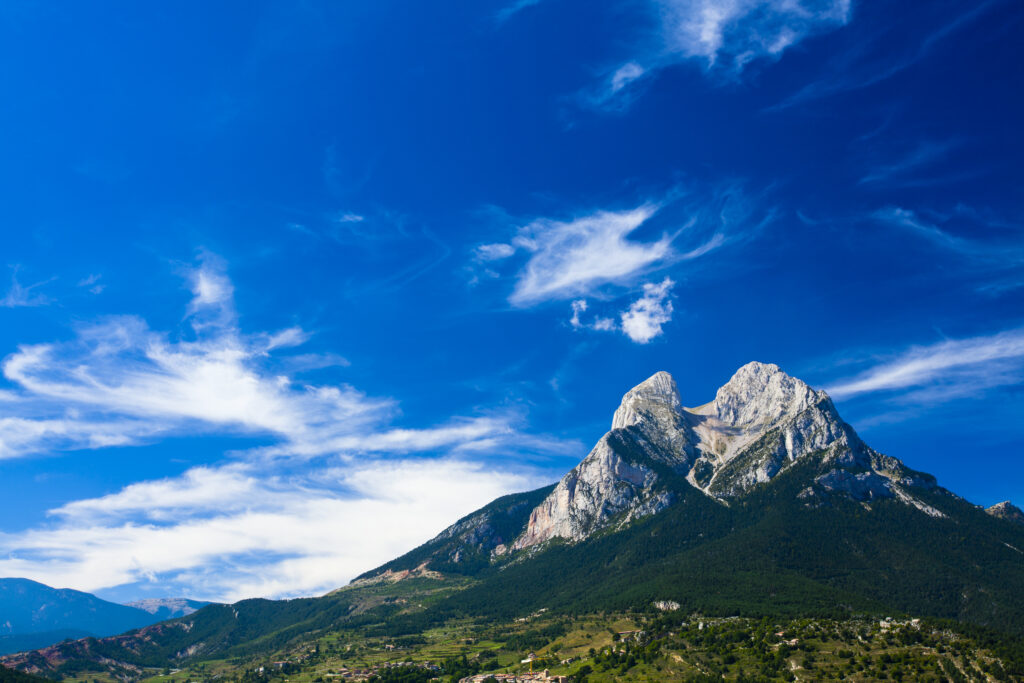 Spain, Catalonia, Pyrenees, Pedraforca. The Pedraforca Mountain in the heart of the Cadí-Moixeró Natural Park.