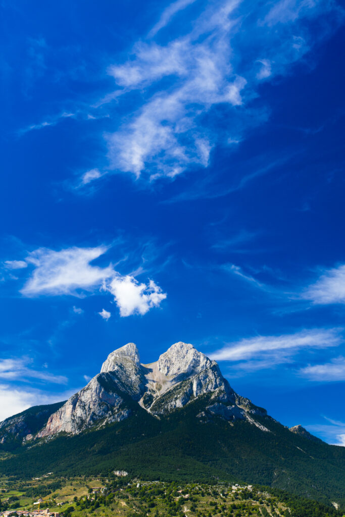 Spain, Catalonia, Pyrenees, Pedraforca. The Pedraforca Mountain in the heart of the Cadí-Moixeró Natural Park.