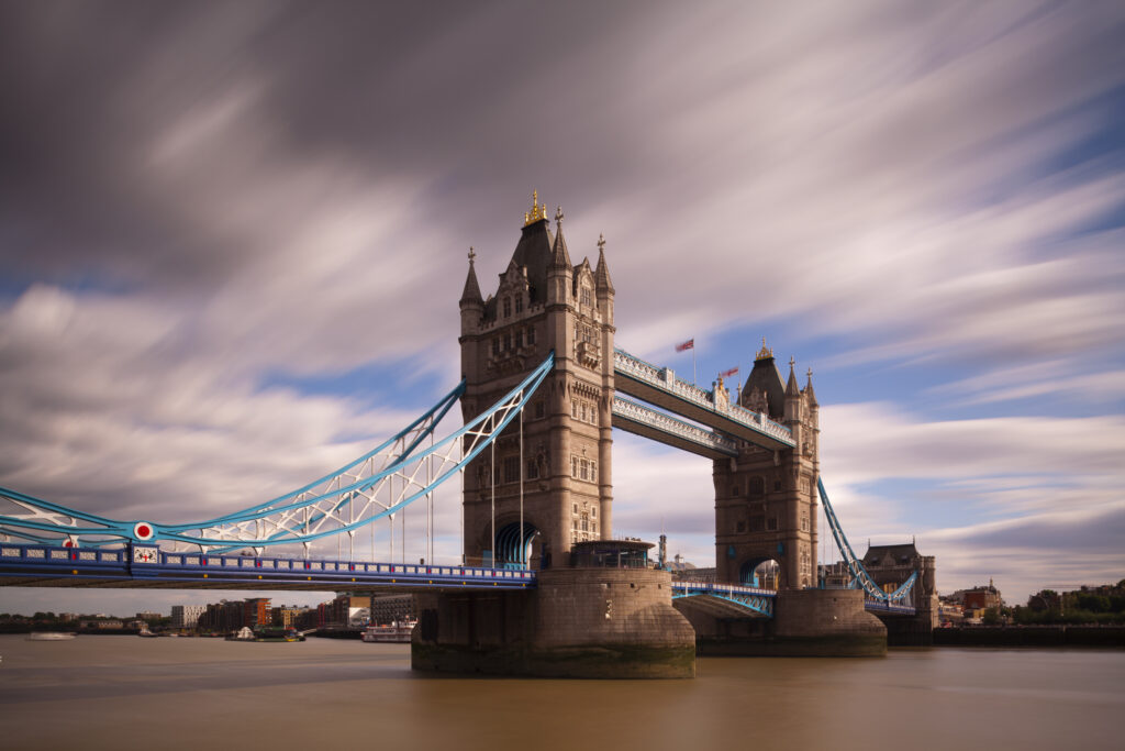 England, Greater London, Pool of London. The iconic Tower Bridge which spans the River Thames near the Tower of London.