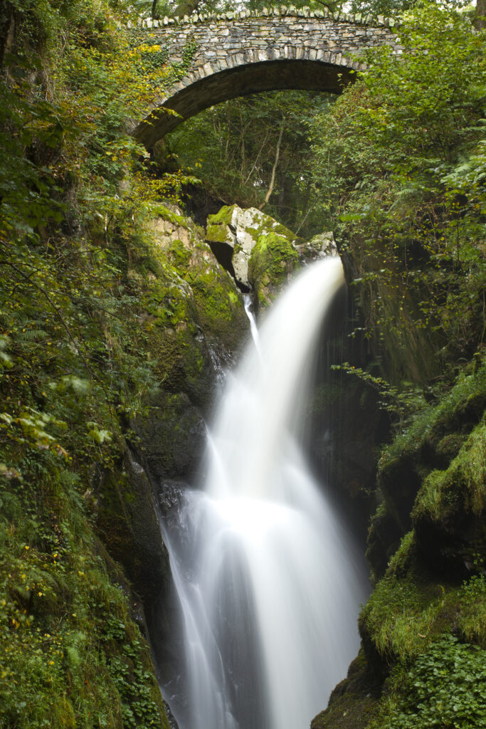 England, Cumbria, Lake District National Park. Aira Force is a powerful body of water near the shores of Ullswater.