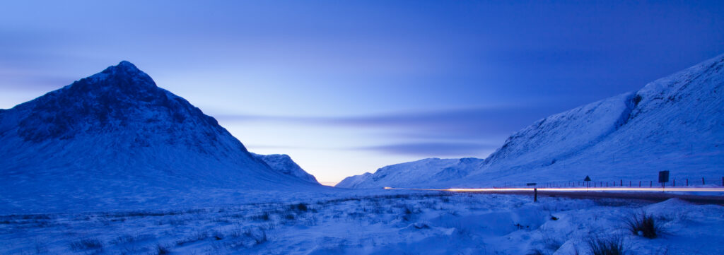 Scotland, Scottish Highlands, Pass of Glencoe. A82 running through the dramatic Pass of Glencoe.
