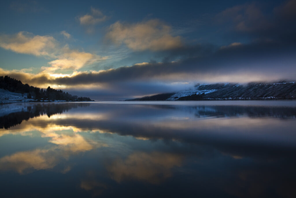 Scotland, Scottish Highlands, Loch Lochy. Cloud formations refelcted upon Loch Lochy.