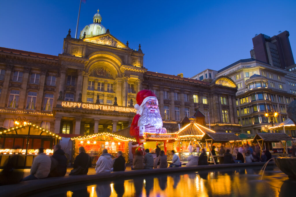 England, West Midlands, Birmingham City. Christmas decorations at the Frankfurt Christmas Market held at Victoria Square and Upper New Street in Birmingham City Centre.
