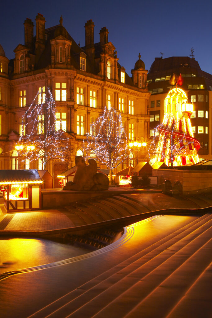 England, West Midlands, Birmingham City. Christmas decorations at the Frankfurt Christmas Market held at Victoria Square and Upper New Street in Birmingham City Centre.