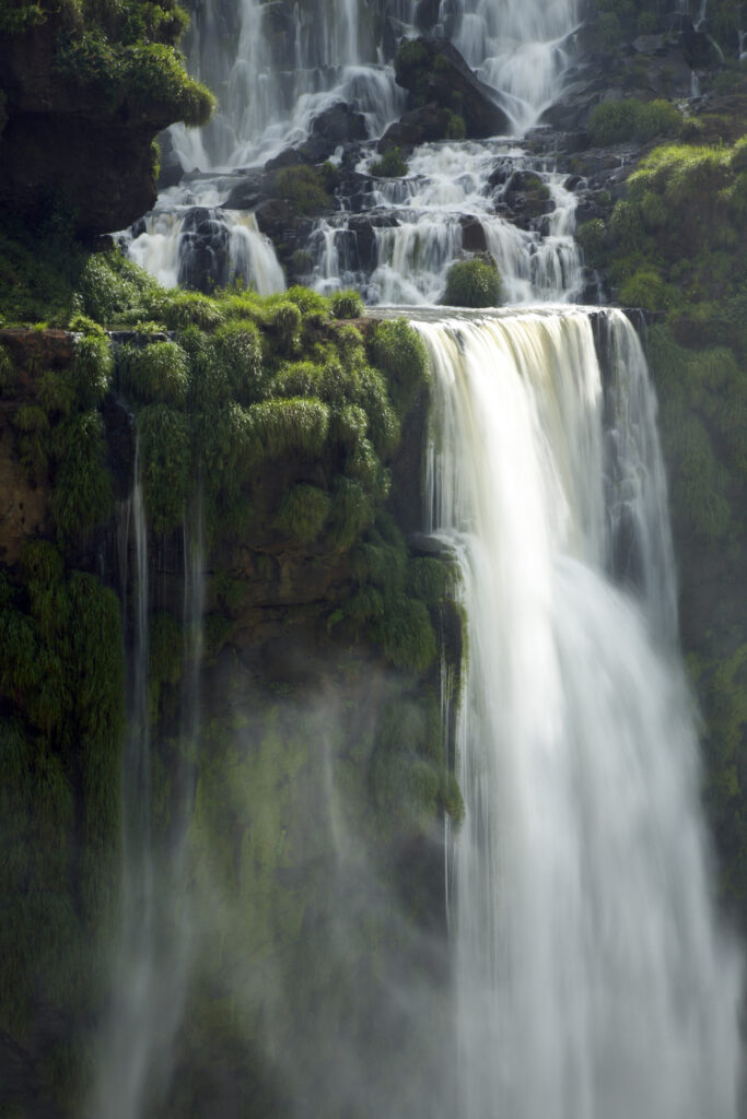 Argentina, Misiones, Iguazu National Park. Detail of the impressive Iguazu waterfalls - A world heritage site.