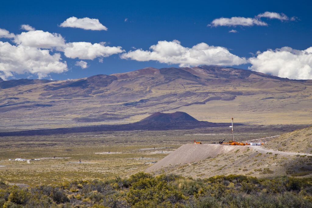 Argentina, Mendoza, Parque Provincial Payunia. Oil exploration within the reserve.