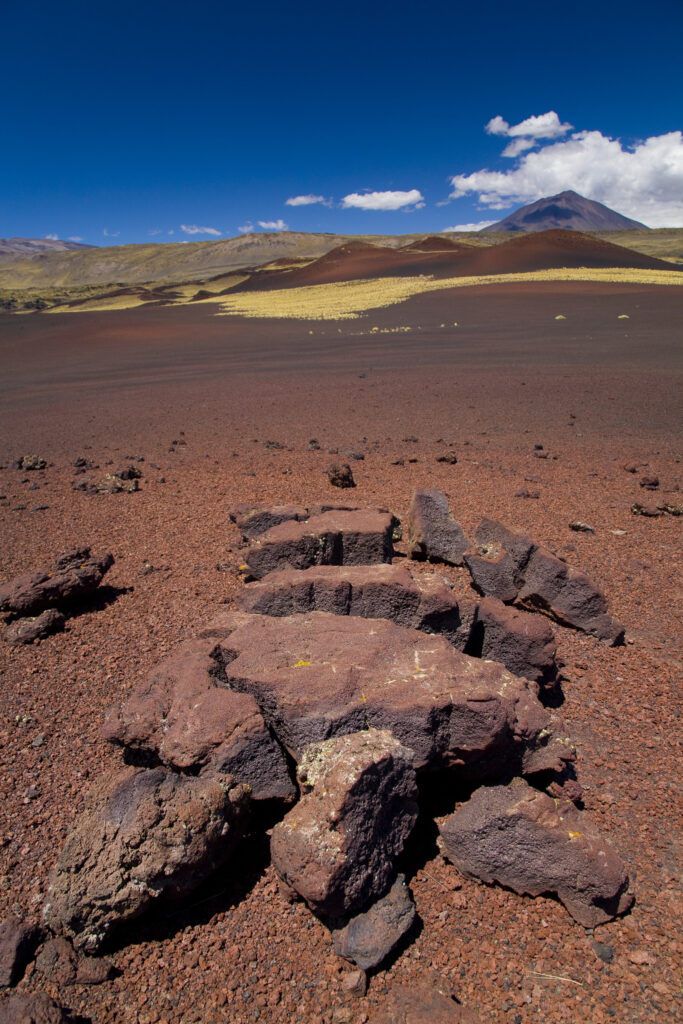 Argentina, Mendoza, Parque Provincial Payunia. The barren volcanic landscape of the reserve.