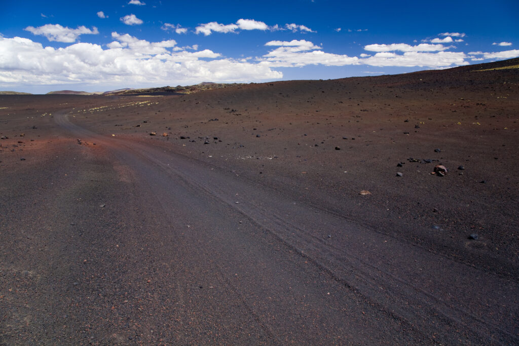 Argentina, Mendoza, Parque Provincial Payunia. The barren volcanic landscape of the reserve.