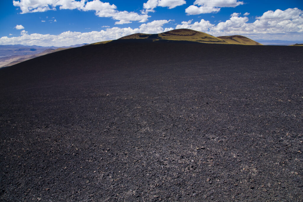 RF - Argentina, Mendoza, Parque Provincial Payunia. The barren volcanic landscape of the reserve.