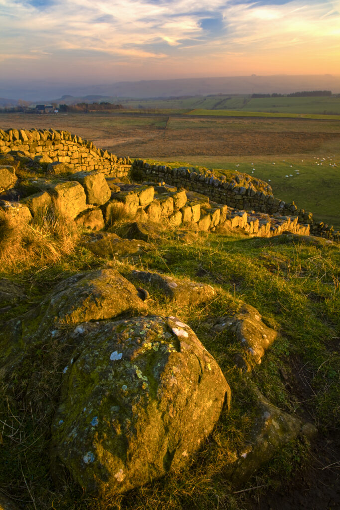 England, Northumberland Hadrians Wall. The world heritage site of Hadrians Wall near the town of Once Brewed.
