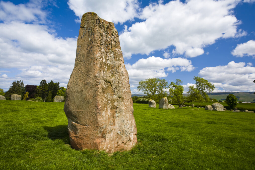 England, Cumbria, Little Salkeld. Long Meg and her daughters, one of the finest stone circles to be found in the north of England