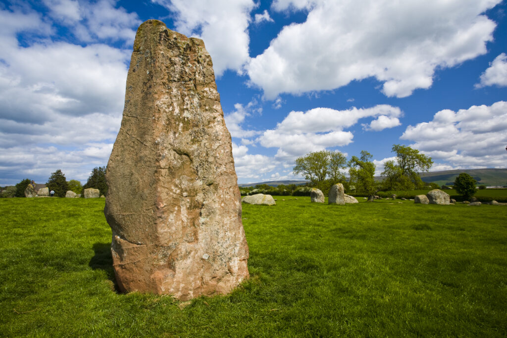 England, Cumbria, Little Salkeld. Long Meg and her daughters, one of the finest stone circles to be found in the north of England