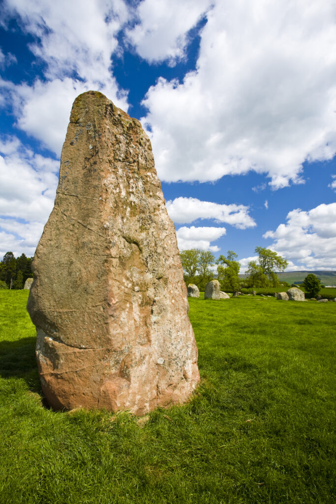England, Cumbria, Little Salkeld. Long Meg and her daughters, one of the finest stone circles to be found in the north of England