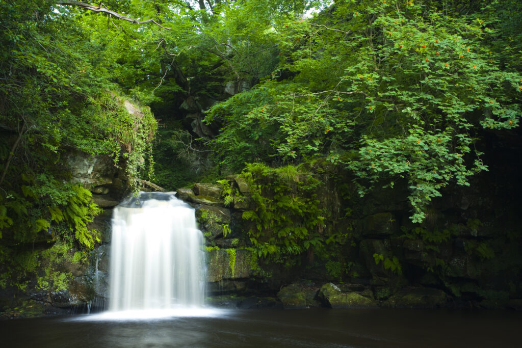England, North Yorkshire, North York Moors National Park. Thomason Foss waterfall near Goathland in the North York Moors National Park.