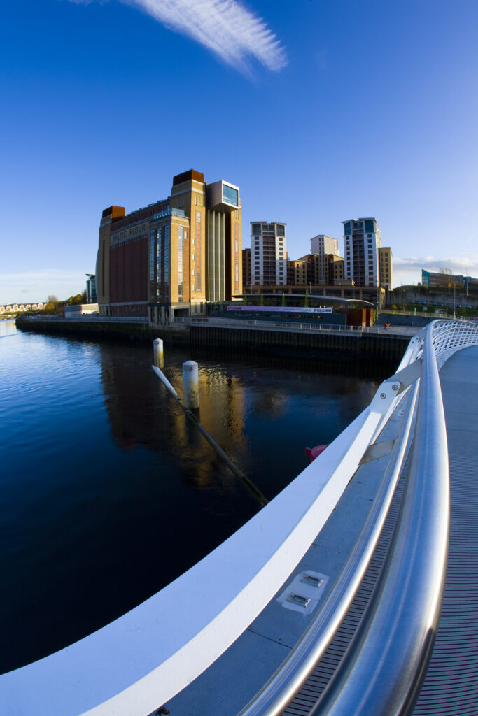 England, Tyne and Wear, Newcastle Upon Tyne. The Baltic Gallery in Gateshead viewed from the Millennium Bridge on the River Tyne.