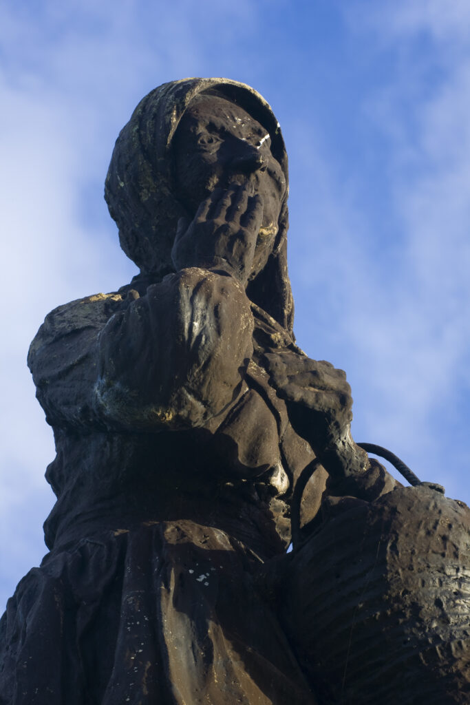 England, Tyne & Wear, South Shields. A statue celebrating a famous local South Shields character, Dorothy 'Dolly' Peel.