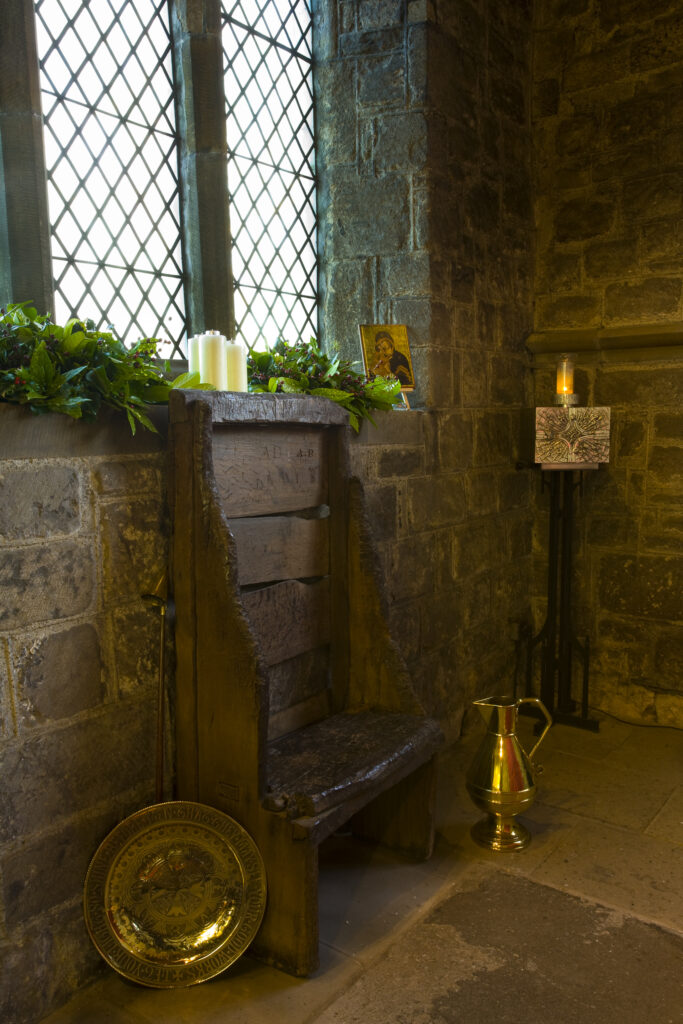 Bedes chair, an ancient oak seat between 800 to 1100 years presumed to have belonged to the venerable Bede.