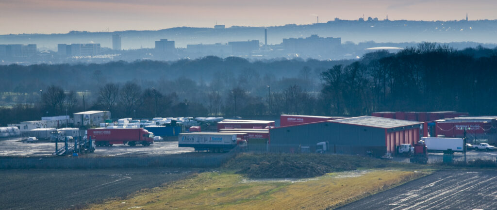 England, Tyne & Wear, North Tyneside. Mist rises from the hills surrounding Newcastle and the North Tyneside region.