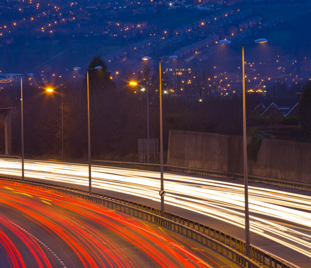 England, Tyne & Wear, Newcastle Upon Tyne. Rush hour traffic on the A1 heading south bound from Newcastle Upon Tyne.