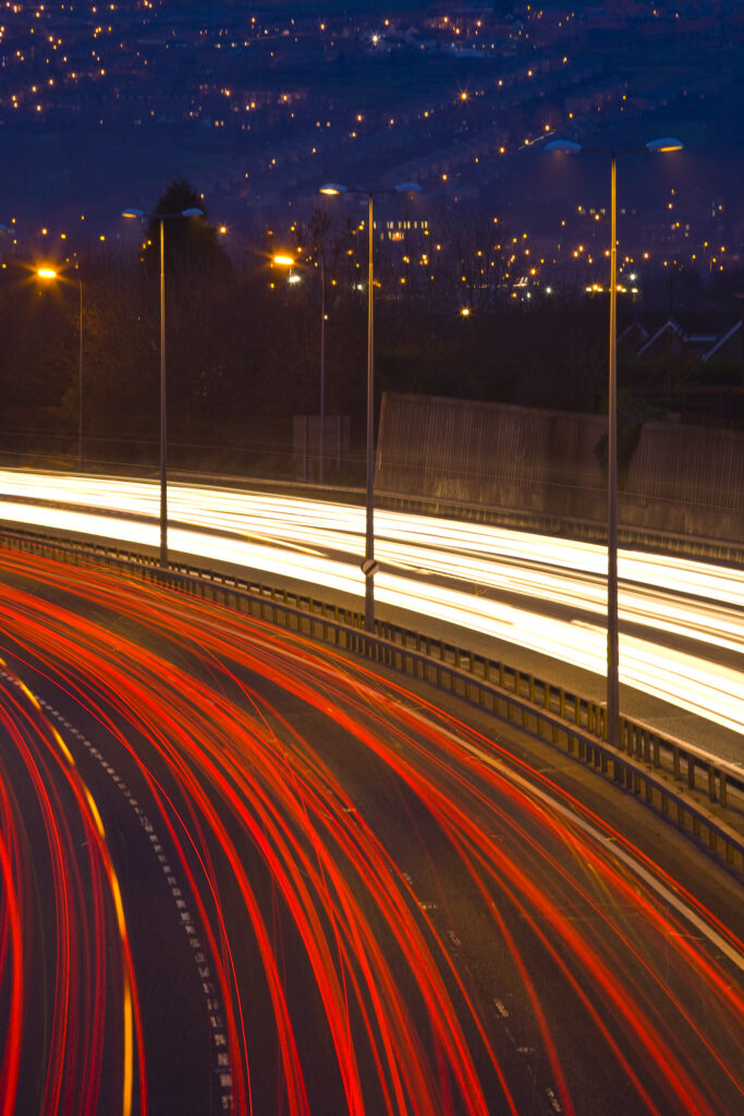 England, Tyne & Wear, Newcastle Upon Tyne. Rush hour traffic on the A1 heading south bound from Newcastle Upon Tyne.