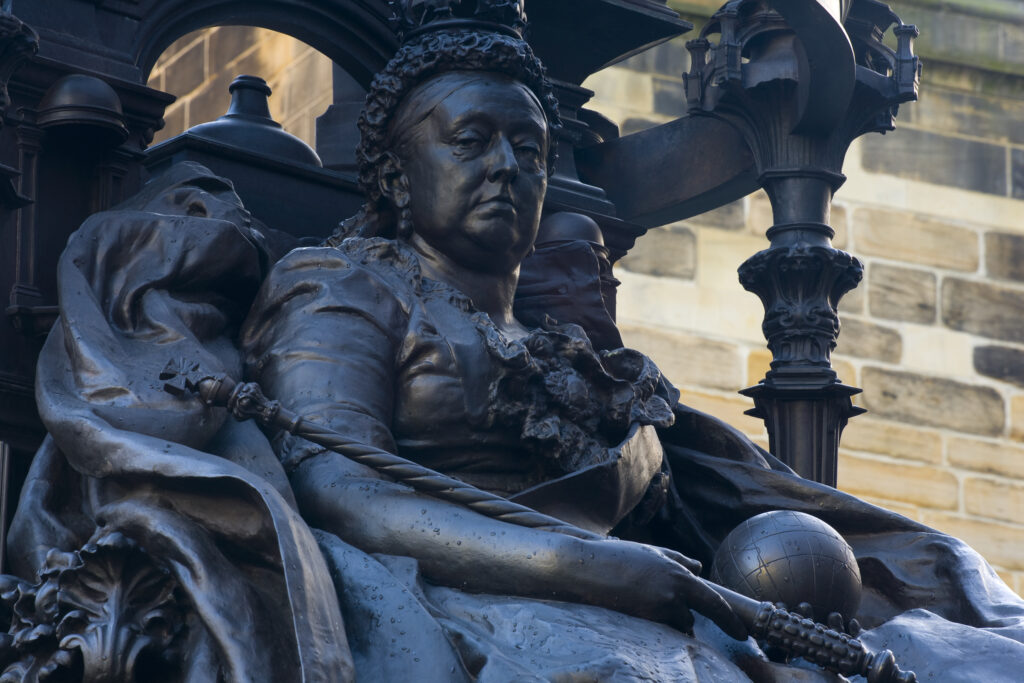 England, Tyne & Wear, Newcastle Upon Tyne. Queen Victoria memorial statue located in St Nicholas Square, Newcastle Upon Tyne.