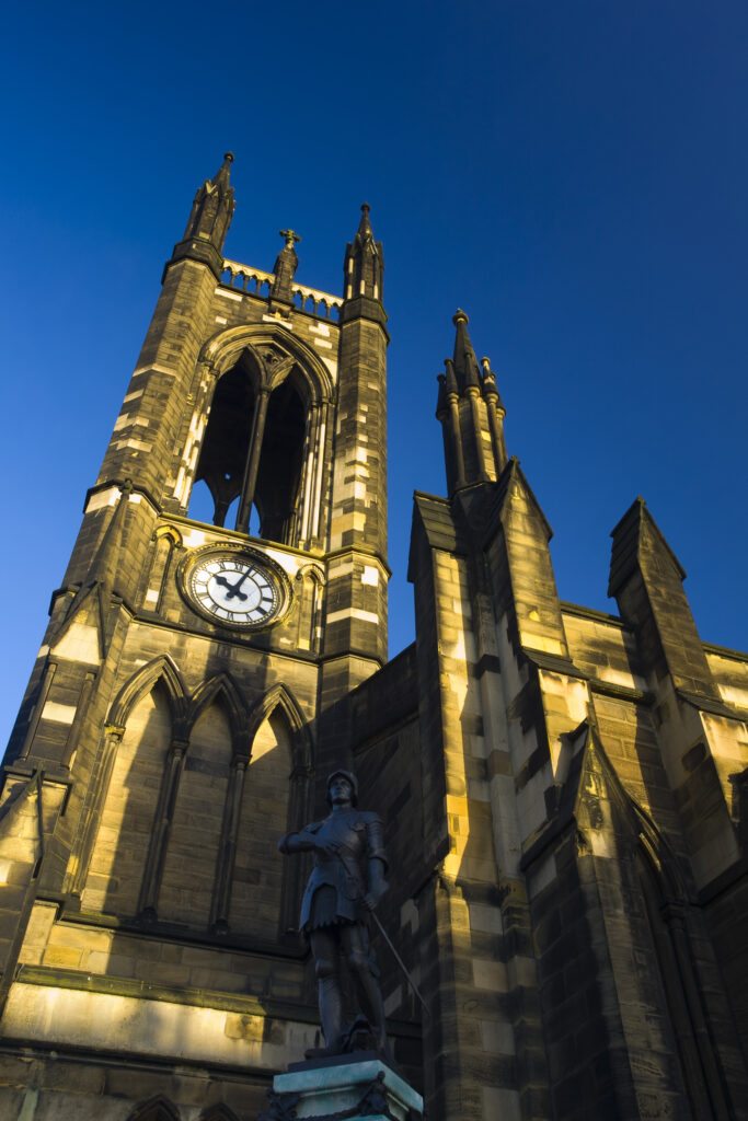 England, Tyne & Wear, Newcastle Upon Tyne. The St. thomas' church near the Haymarket of Newcastle Upon Tyne, was built in 1839 upon the site of St. Mary Magdalene, a former 12th century Leper Hospital.