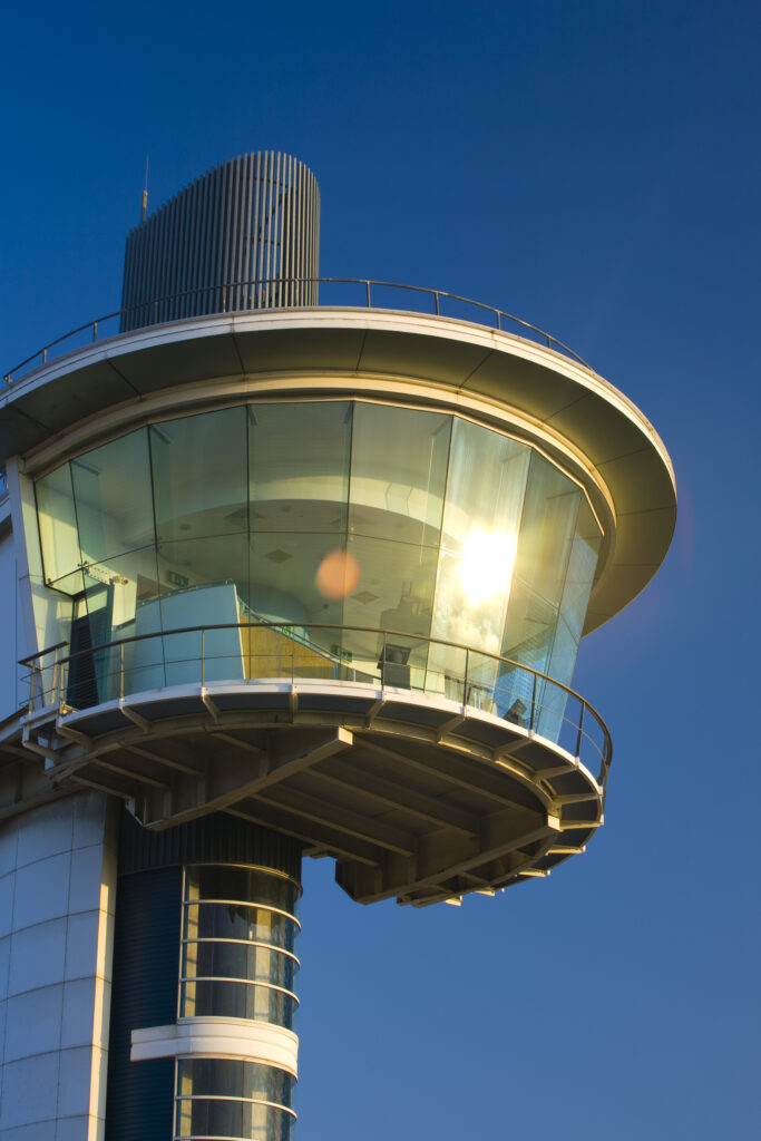 England, Tyne and Wear, Wallsend. A space age viewing platform overlooking the Segedunum fort.