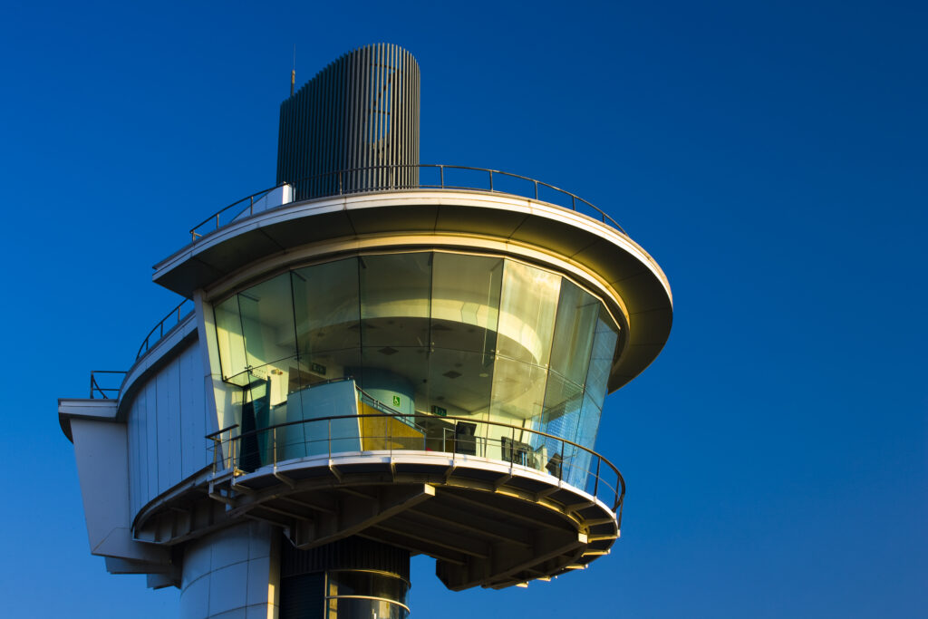 England, Tyne and Wear, Wallsend. A space age viewing platform overlooking the Segedunum fort.