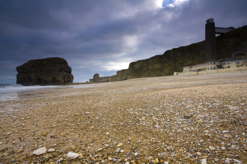 England, Tyne and Wear, Marsden. Marsden Rock and Grotto located in Marsden Bay, South Tyneside. Marsden Grotto is the only restaurant and bar in a cave to be found in Europe.