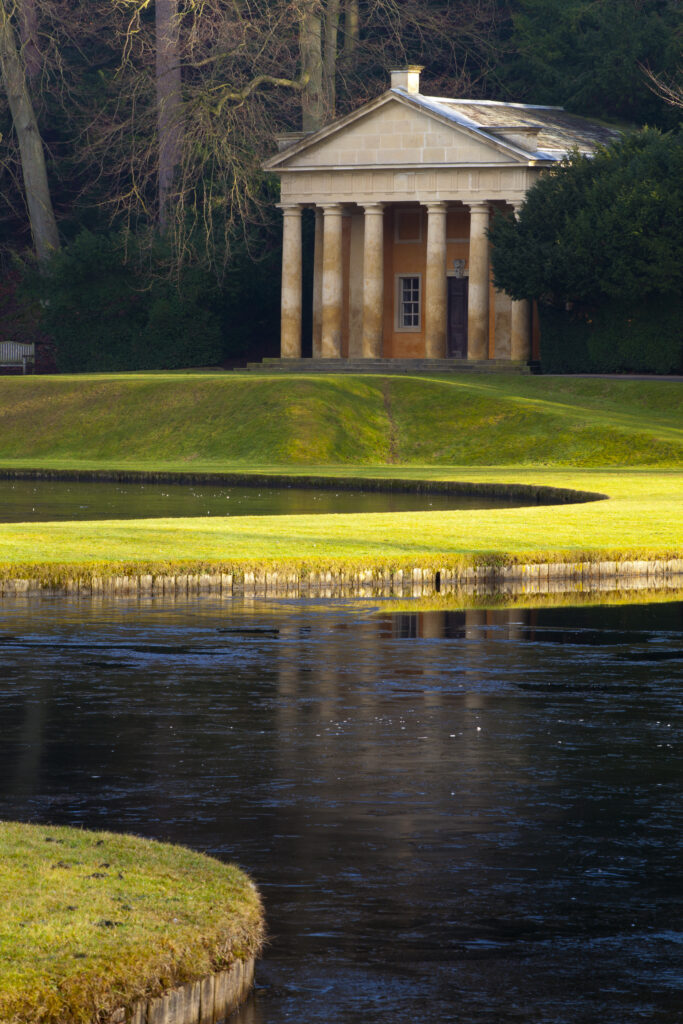 England, North Yorkshire, Fountains Abbey and Studley Royal World Heritage Site. Building near the water gardens which from part of the Fountains Abbey and Studley Royal World Heritage Site located near Ripon.