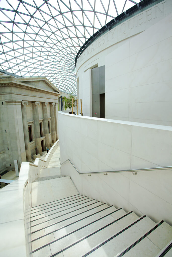 England, Greater London, London Borough of Camden. The covered great courtyard of the British Museum, Bloomsbury, London.