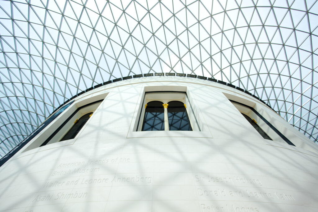England, Greater London, London Borough of Camden. The covered great courtyard of the British Museum, Bloomsbury, London.