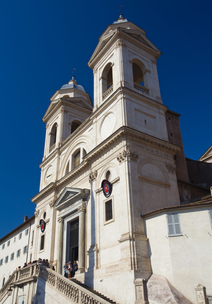 italy, Lazio, Rome. The church of the Santissima Trinità dei Monti, a late Renaissance titular church located near the 'Spanish Steps' in Rome.