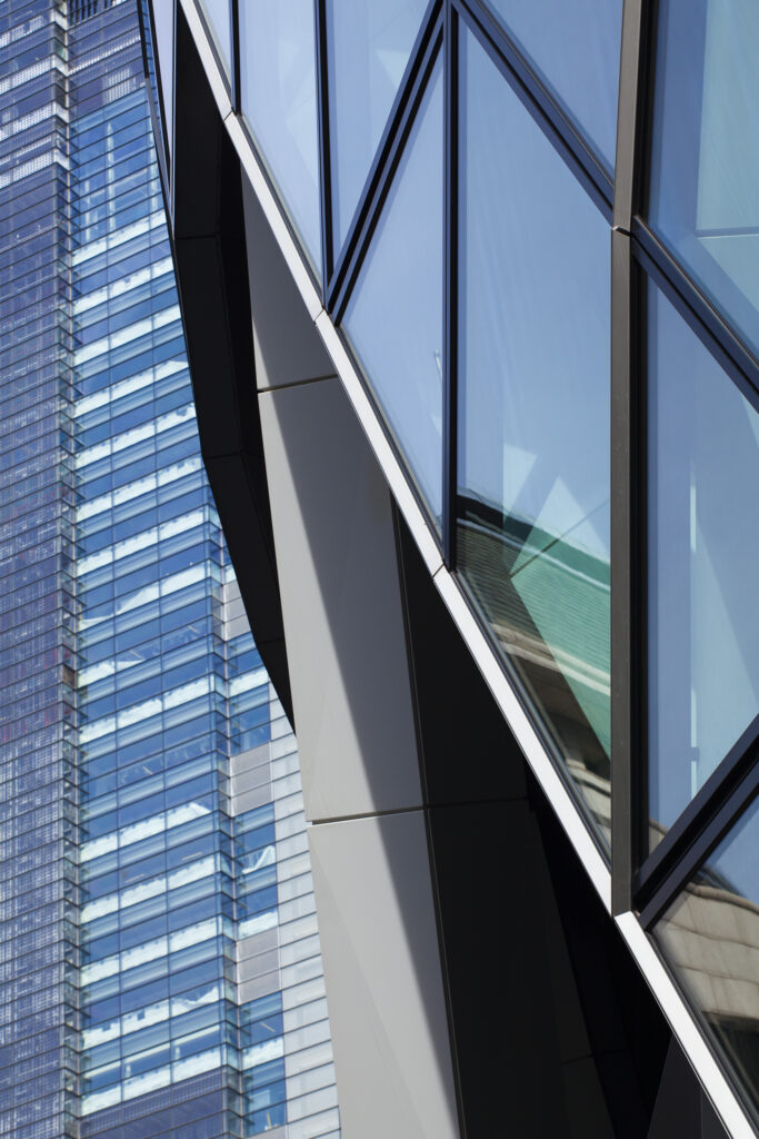 England, Greater London, The City of London. Abstract view of modern architecture including the famous Gherkin building, in the financial square mile in the City of London.