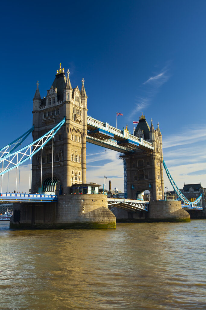 England, Greater London, Pool of London. The iconic Tower Bridge which spans the River Thames near the Tower of London.