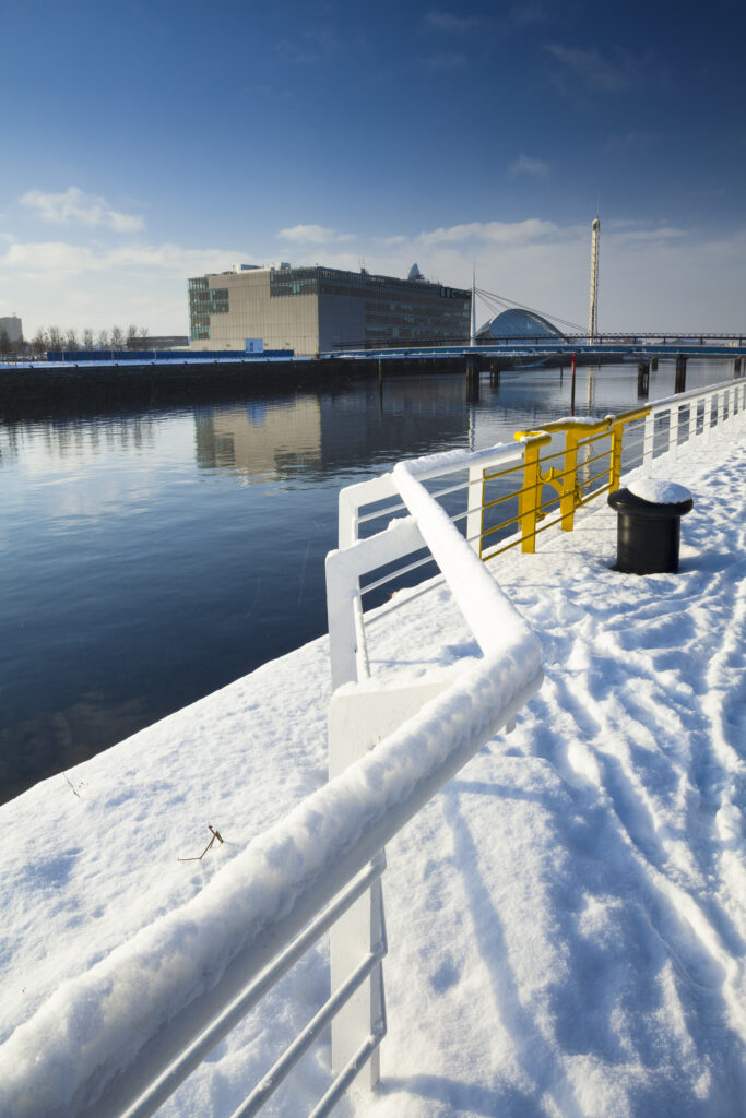 Scotland, Glasgow, Glasgow City. Glasgow's BBC Television Centre, and the Clyde Quayside redevelopment area.