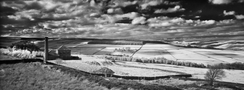 England, County Durham, Derwent Valley. Infrared Black and white shot of the peaceful Derwent Valley