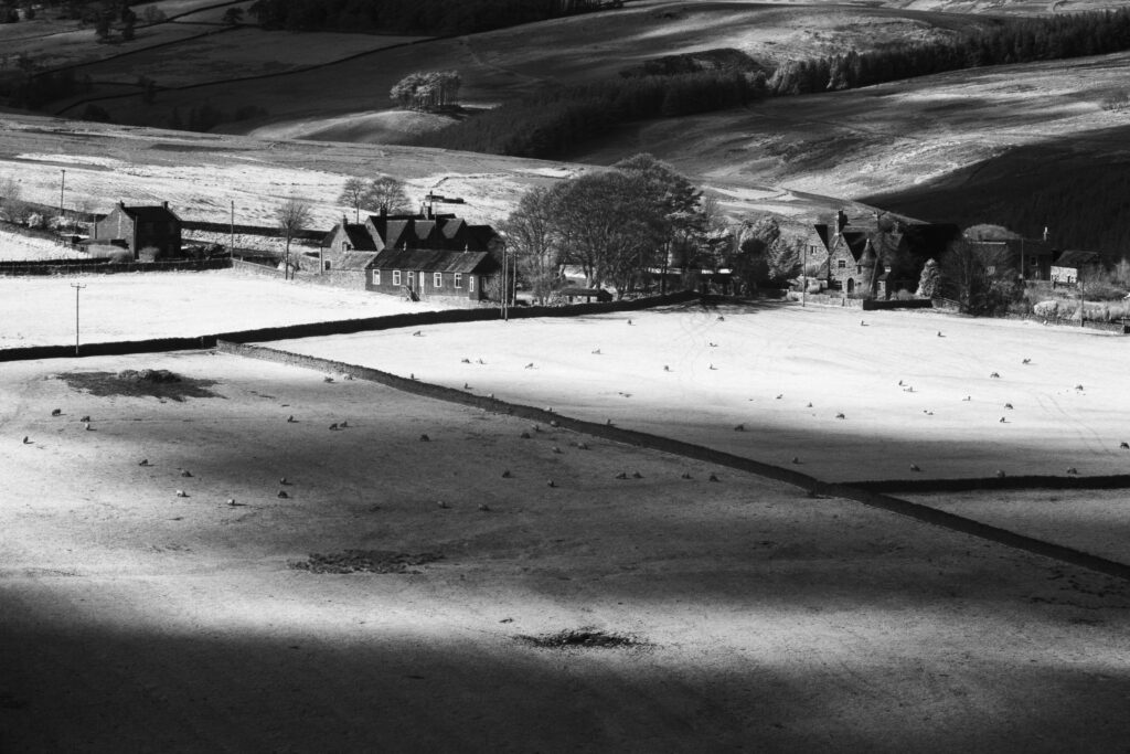 England, County Durham, Derwent Valley. Infrared Black and white shot of the peaceful Derwent Valley