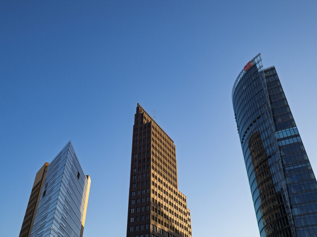 Germany, Berlin, Potsdamer Platz. Skyscrapers at Potsdamer Platz in the city of Berlin.