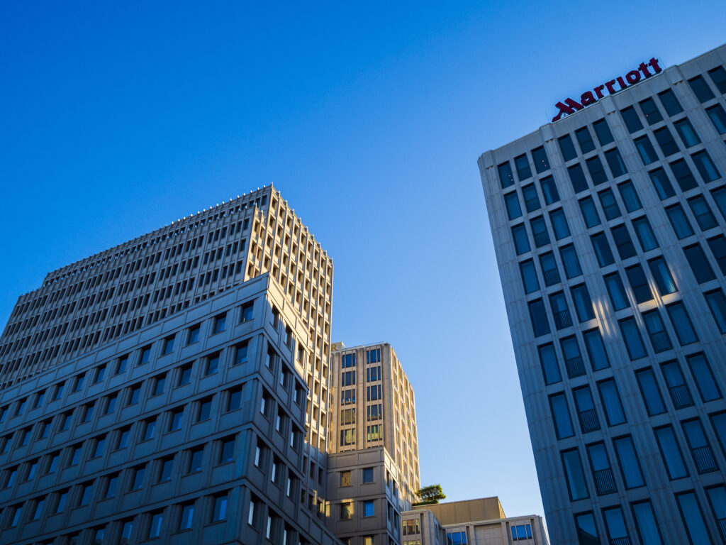 Germany, Berlin, Potsdamer Platz. Skyscrapers at Potsdamer Platz in the city of Berlin.