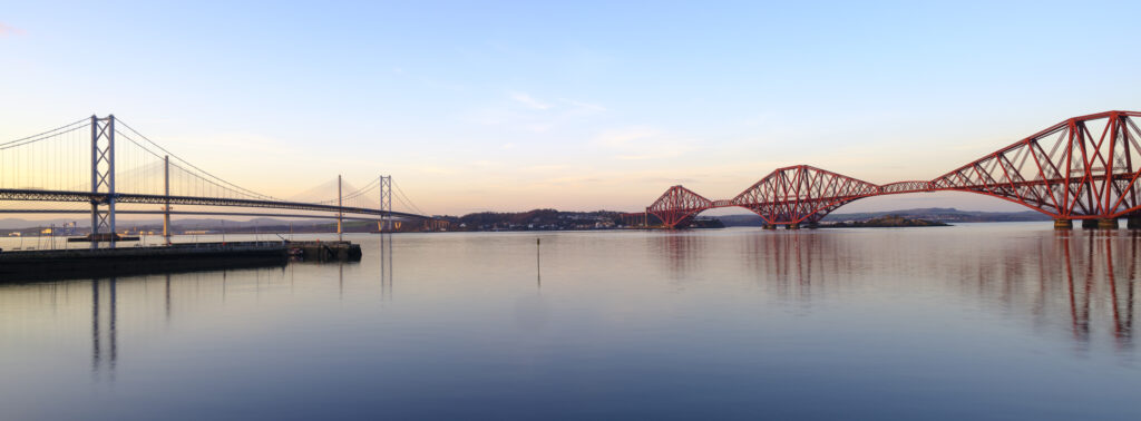 Scotland, Edinburgh, Forth Rail Bridge, Queensferry Crossing & F